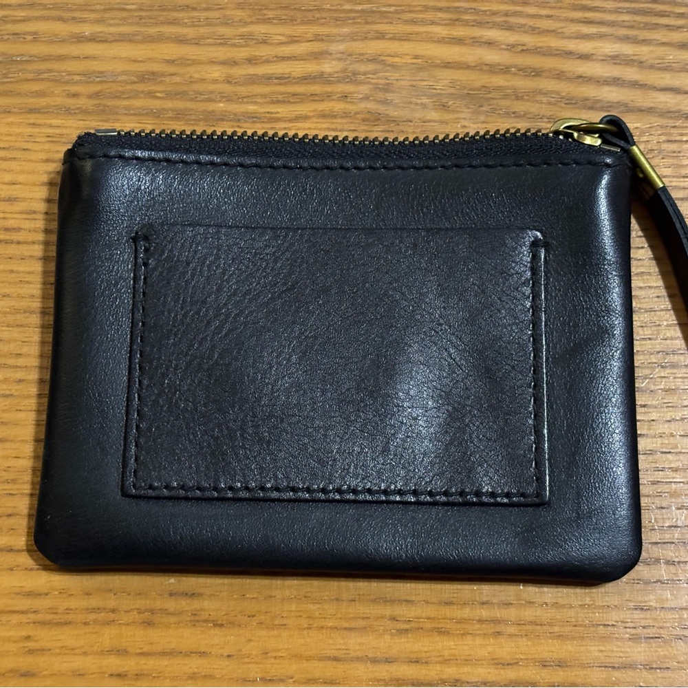 Madewell The Small Travel Black Leather Card Pouch with Zip